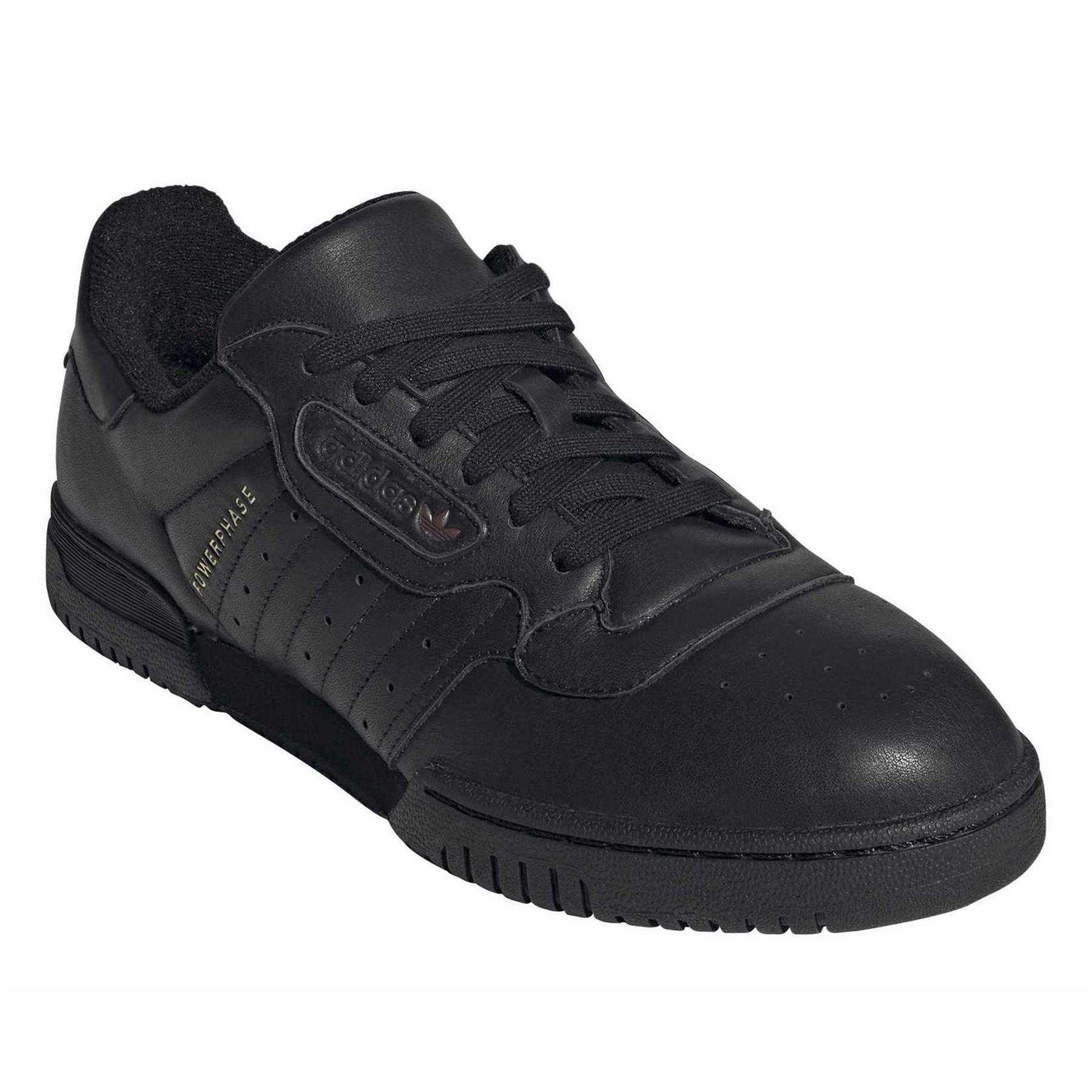 Core Black - Front - Adidas Childrens-Kids Powerphase Leather Trainers