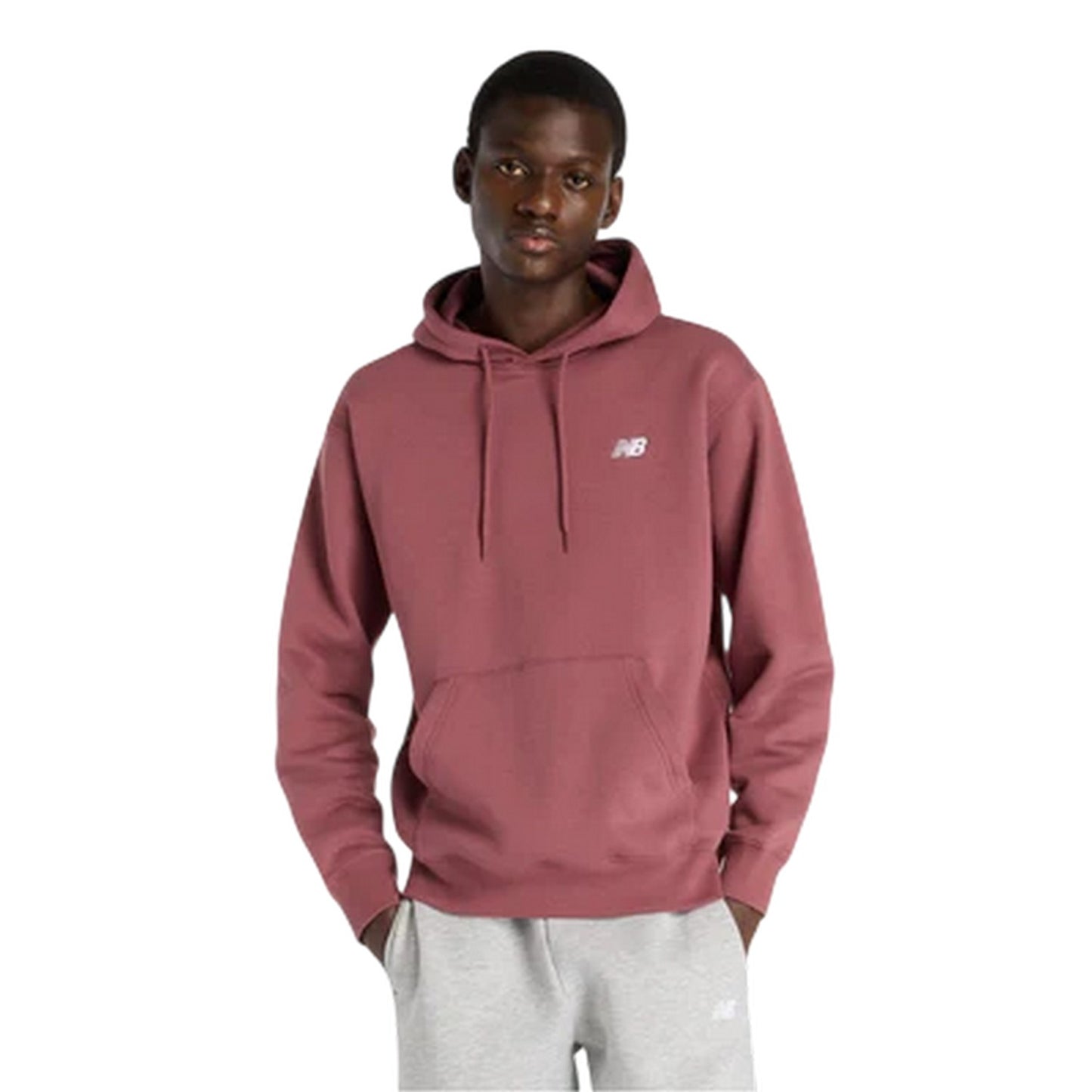 Burgundy - Front - New Balance Mens Regular Long-Sleeved Hoodie