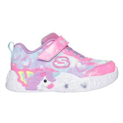 Pink - Side - Skechers Girls Unicorn Dreams Light Up Trainers