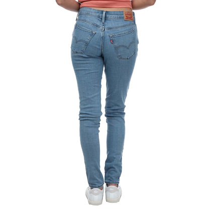 Light Blue - Back - Levis Womens-Ladies 711 New Sheriff Skinny Leather Patch Jeans