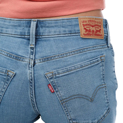 Light Blue - Side - Levis Womens-Ladies 711 New Sheriff Skinny Leather Patch Jeans