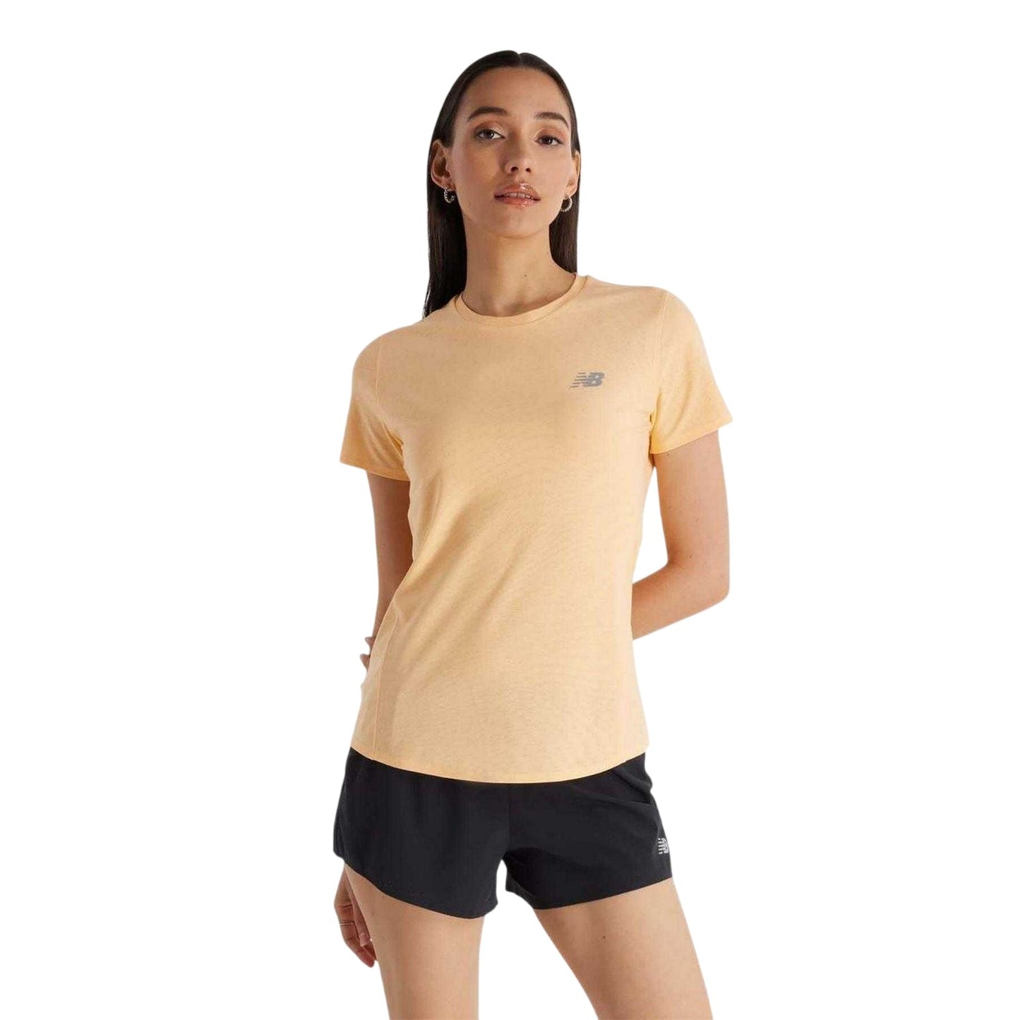 Peach - Front - New Balance Womens-Ladies Logo Recycled Slim T-Shirt