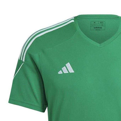 Green-White - Side - Adidas Mens Tiro Jersey V Neck Training T-Shirt