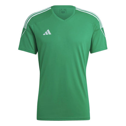 Green-White - Front - Adidas Mens Tiro Jersey V Neck Training T-Shirt