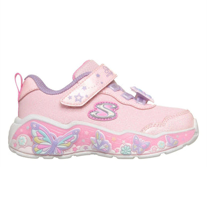 Pink - Side - Skechers Girls Butterfly Light Up Trainers