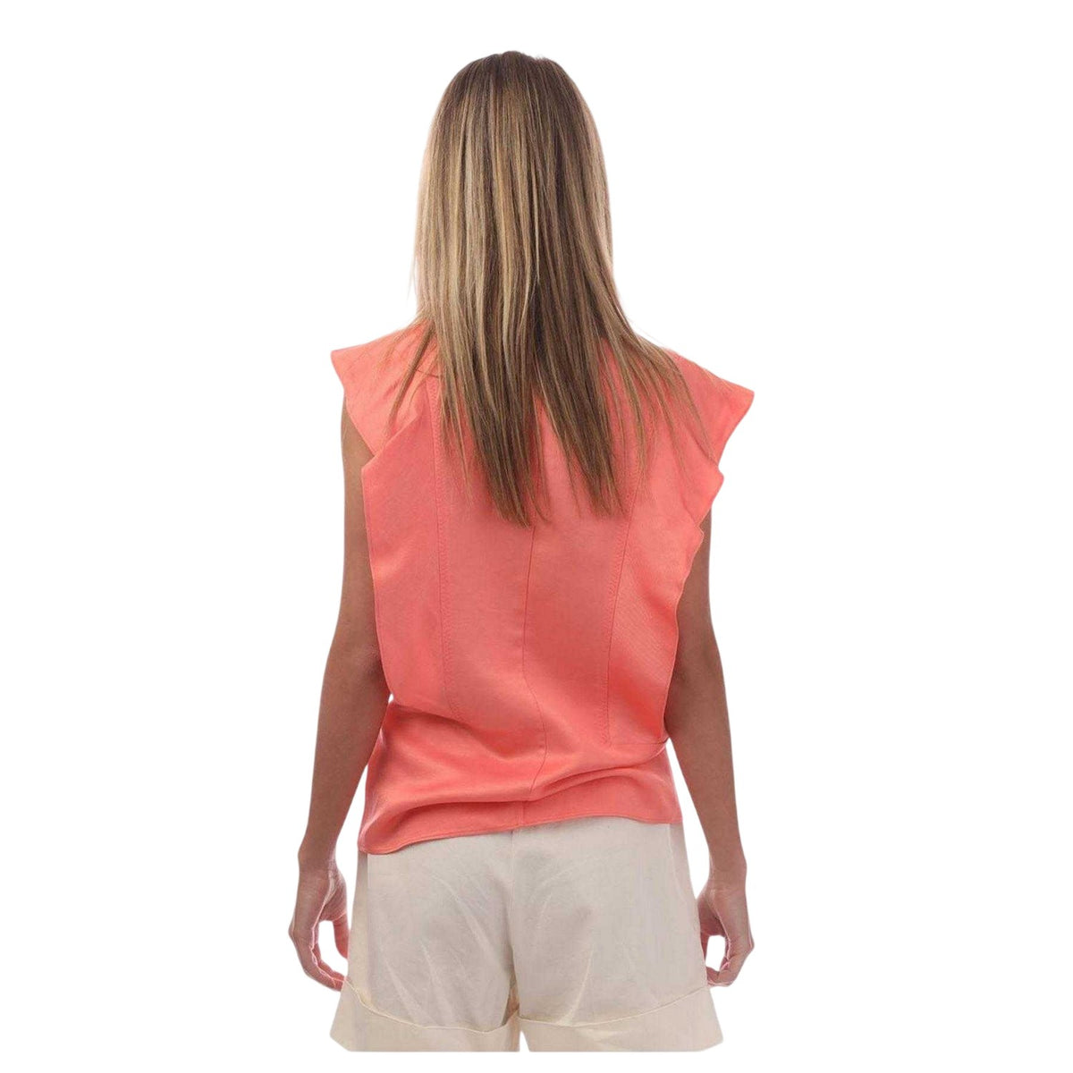 Coral - Back - Boss Womens-Ladies Bileina Flutter Blouse