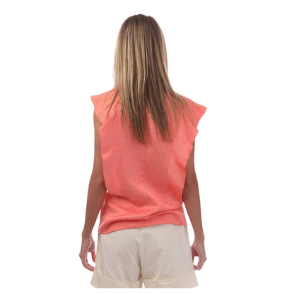 Coral - Back - Boss Womens-Ladies Bileina Flutter Blouse