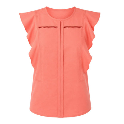 Coral - Front - Boss Womens-Ladies Bileina Flutter Blouse
