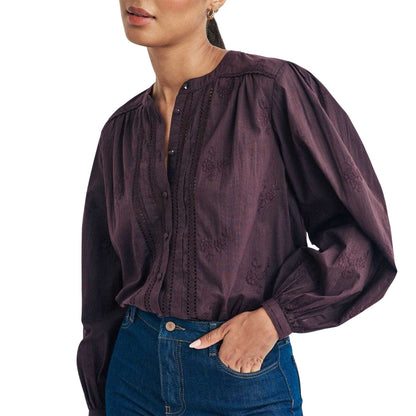Brown - Side - Nobody´s Child Womens-Ladies Floral Embroidered Blouse
