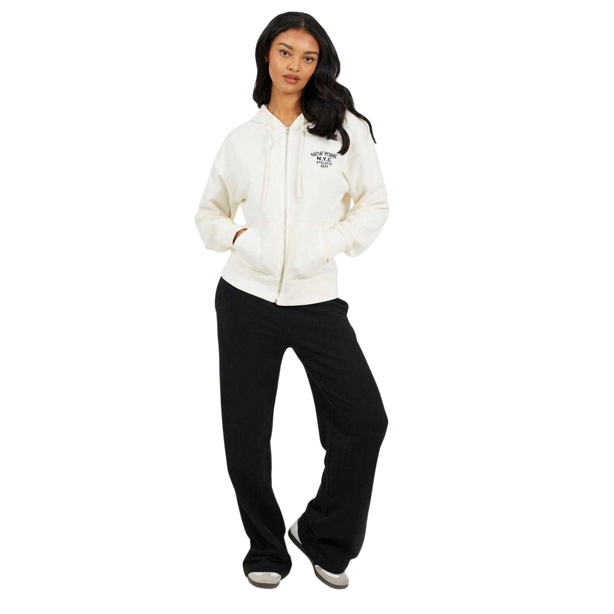 Cream - Side - Brave Soul Womens-Ladies New York Full Zip Hoodie
