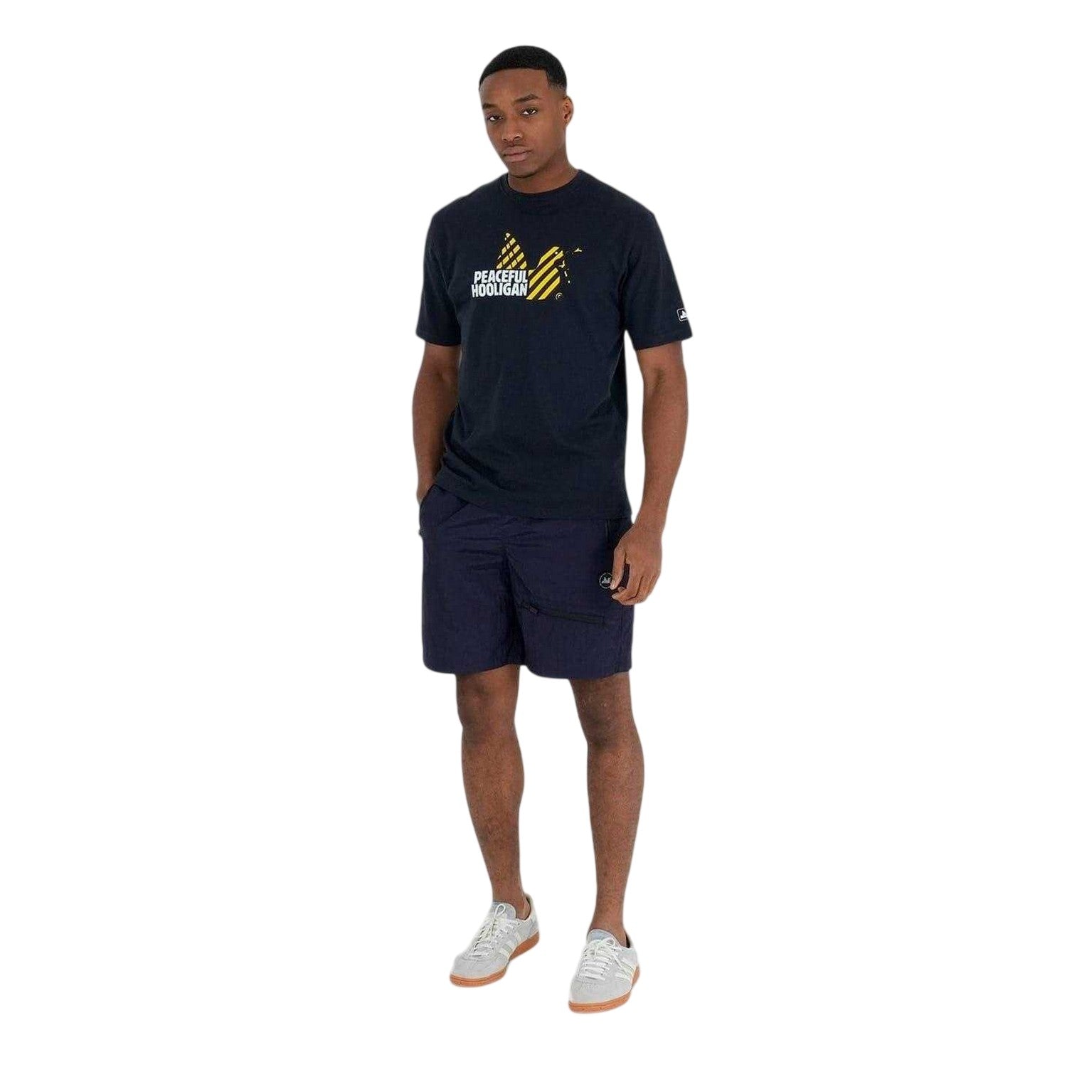 Navy - Side - Peaceful Hooligan Mens Hacienda Dove T-Shirt