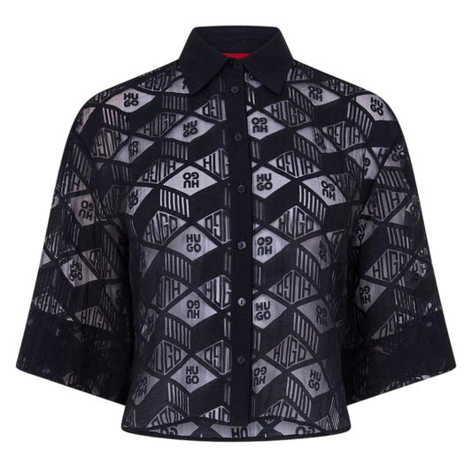 Black - Front - Hugo Womens-Ladies Ephraima Long-Sleeved Blouse