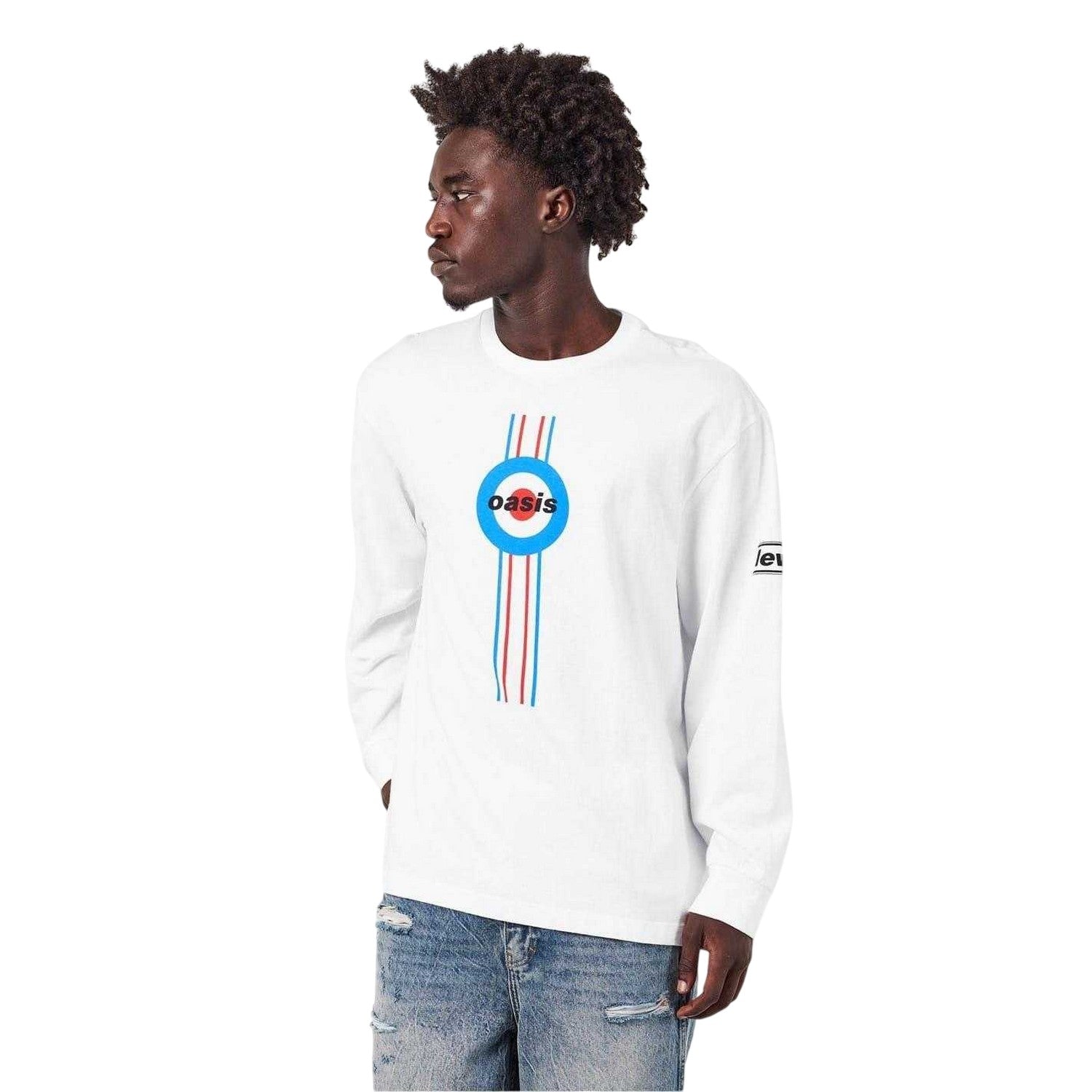 White - Side - Levis Mens Oasis Long-Sleeved T-Shirt