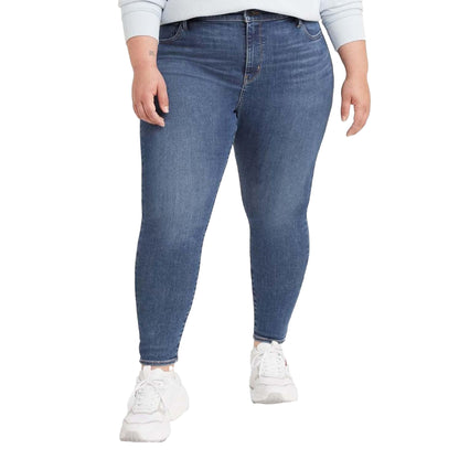 Denim - Front - Levis Womens-Ladies 720 High Rise Super Skinny Leather Patch Plus Jeans