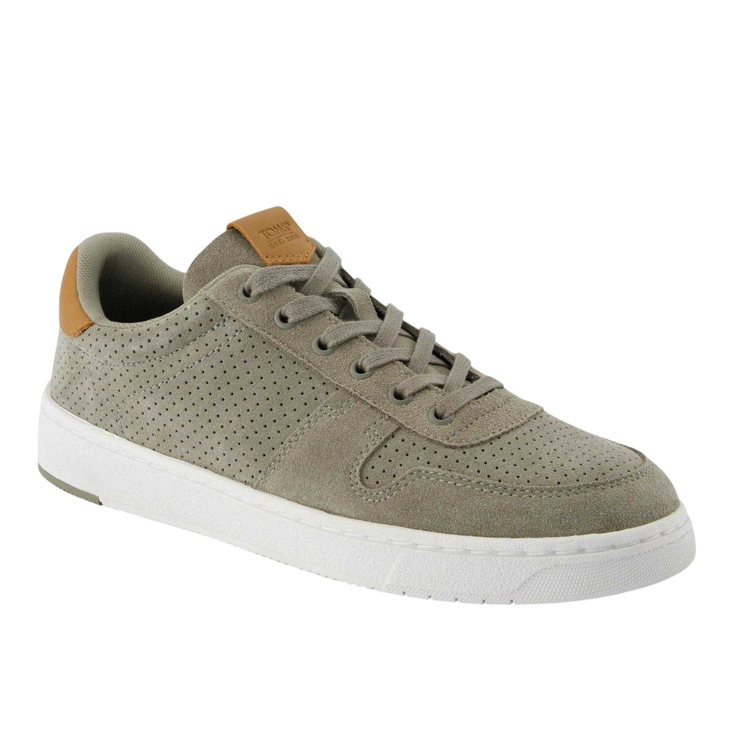 Grey - Front - Toms Mens Trvl Lite Court Perforated Suede Trainers