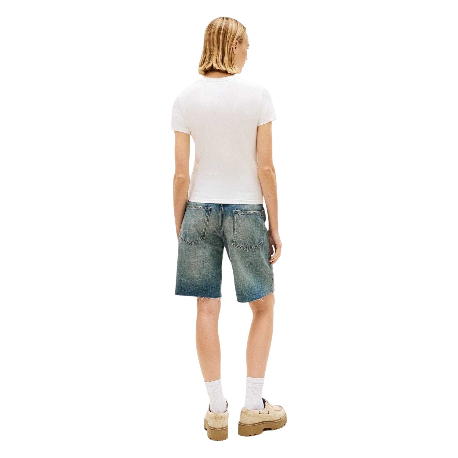 White - Back - Tommy Jeans Womens-Ladies Linear Slim T-Shirt