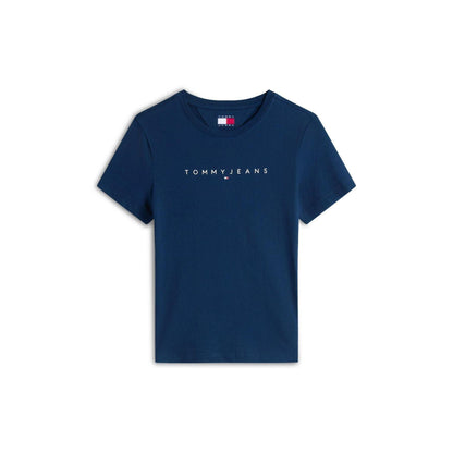 Navy - Front - Tommy Jeans Womens-Ladies Linear Slim T-Shirt