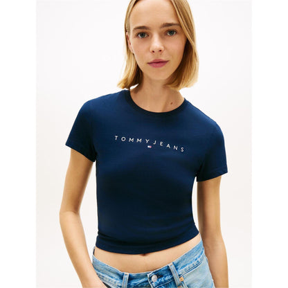 Navy - Lifestyle - Tommy Jeans Womens-Ladies Linear Slim T-Shirt