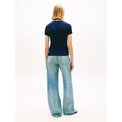 Navy - Pack Shot - Tommy Jeans Womens-Ladies Linear Slim T-Shirt