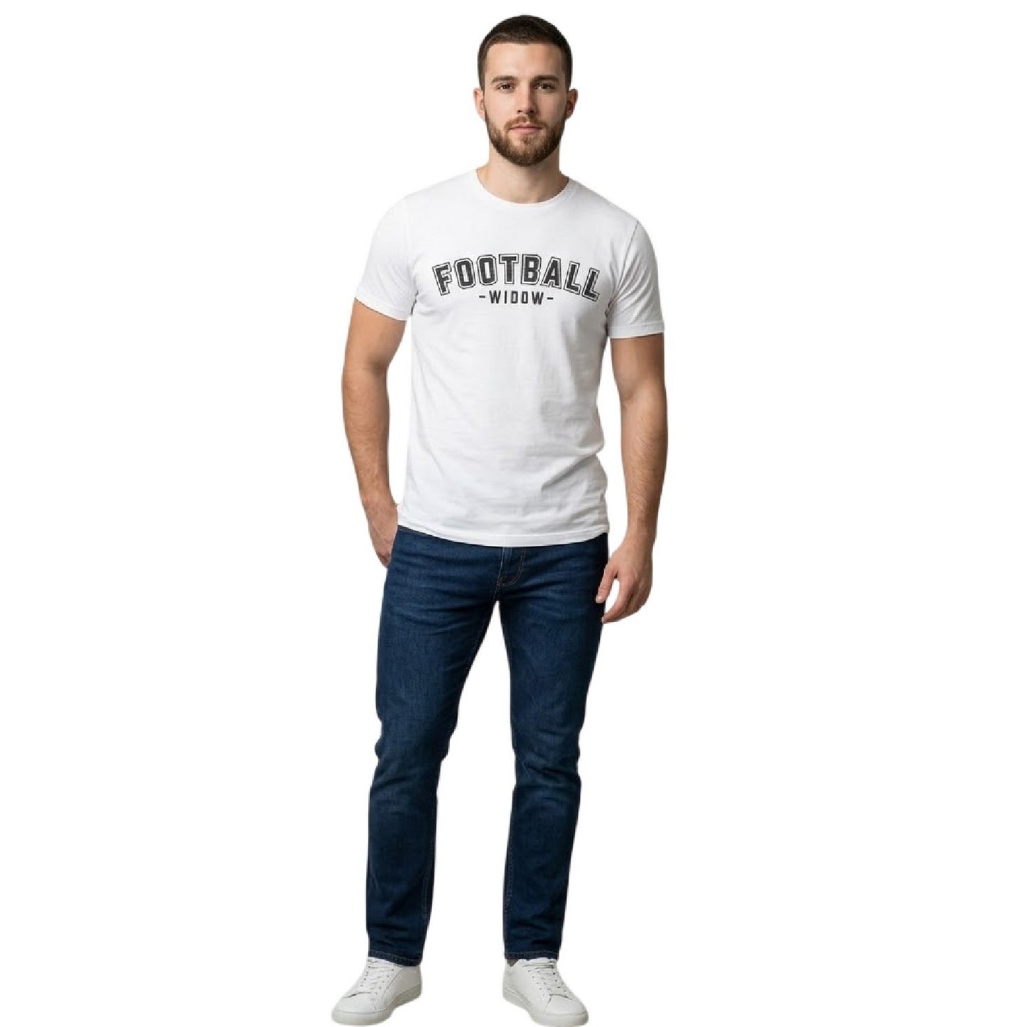 White - Side - AWD Mens Football Widow T-Shirt