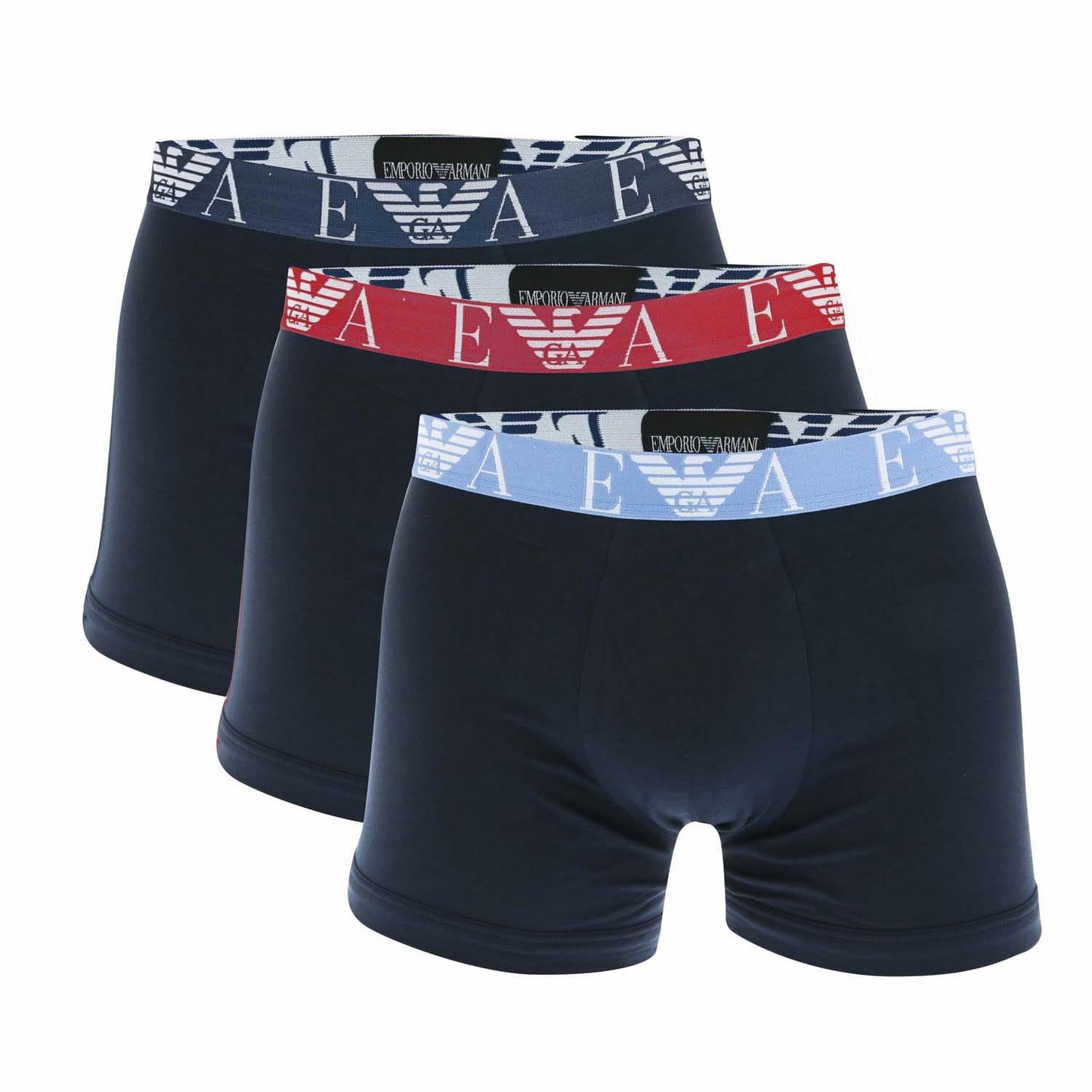 Navy - Front - Emporio Armani Mens Boxer Shorts (Pack of 3)