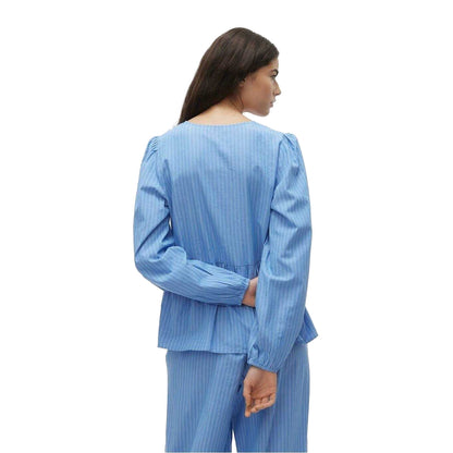 Blue - Back - Vero Moda Womens-Ladies Gili Tie V Neck Relaxed Fit Blouse