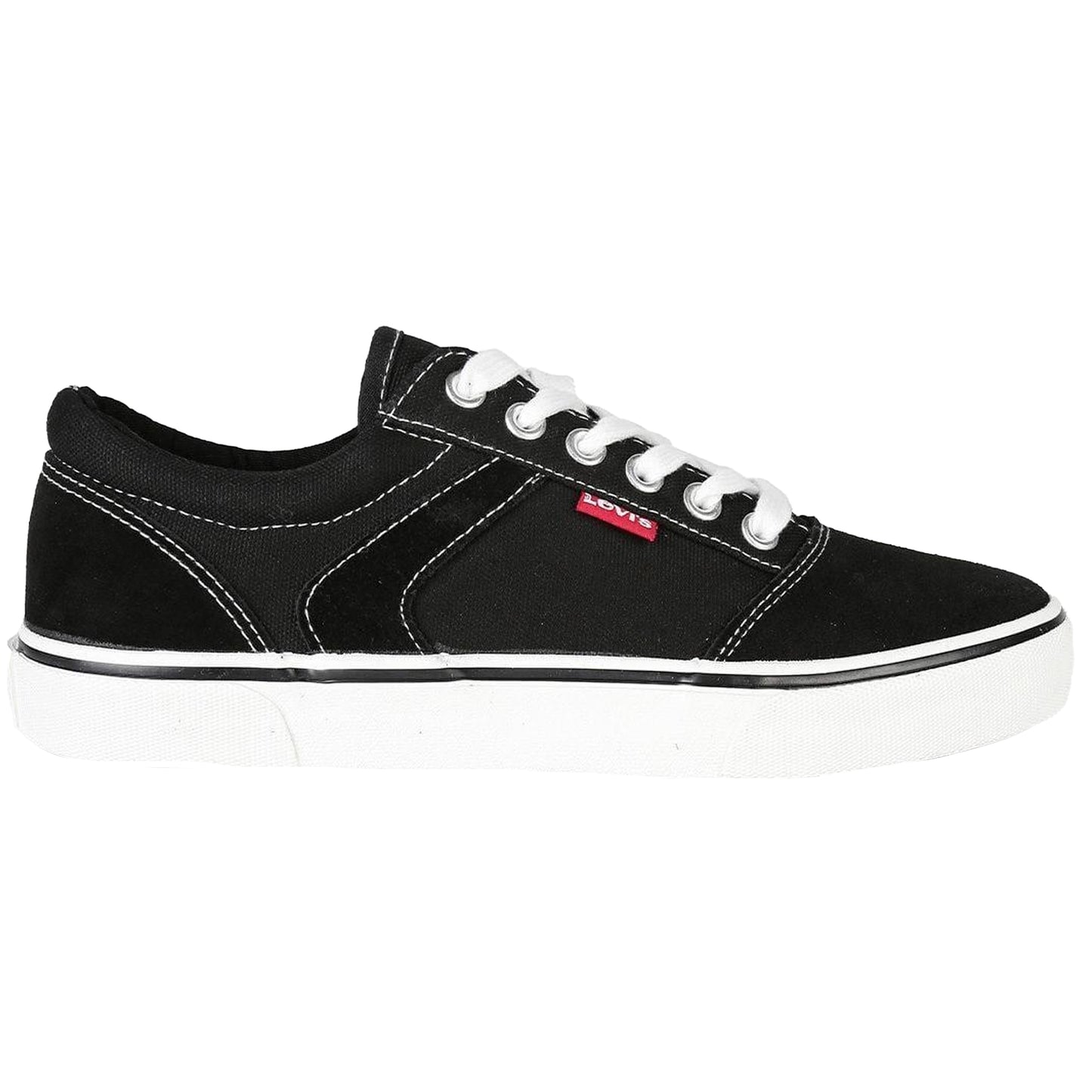 Black - Back - Levis Childrens-Kids Philly Leather Low Trainers