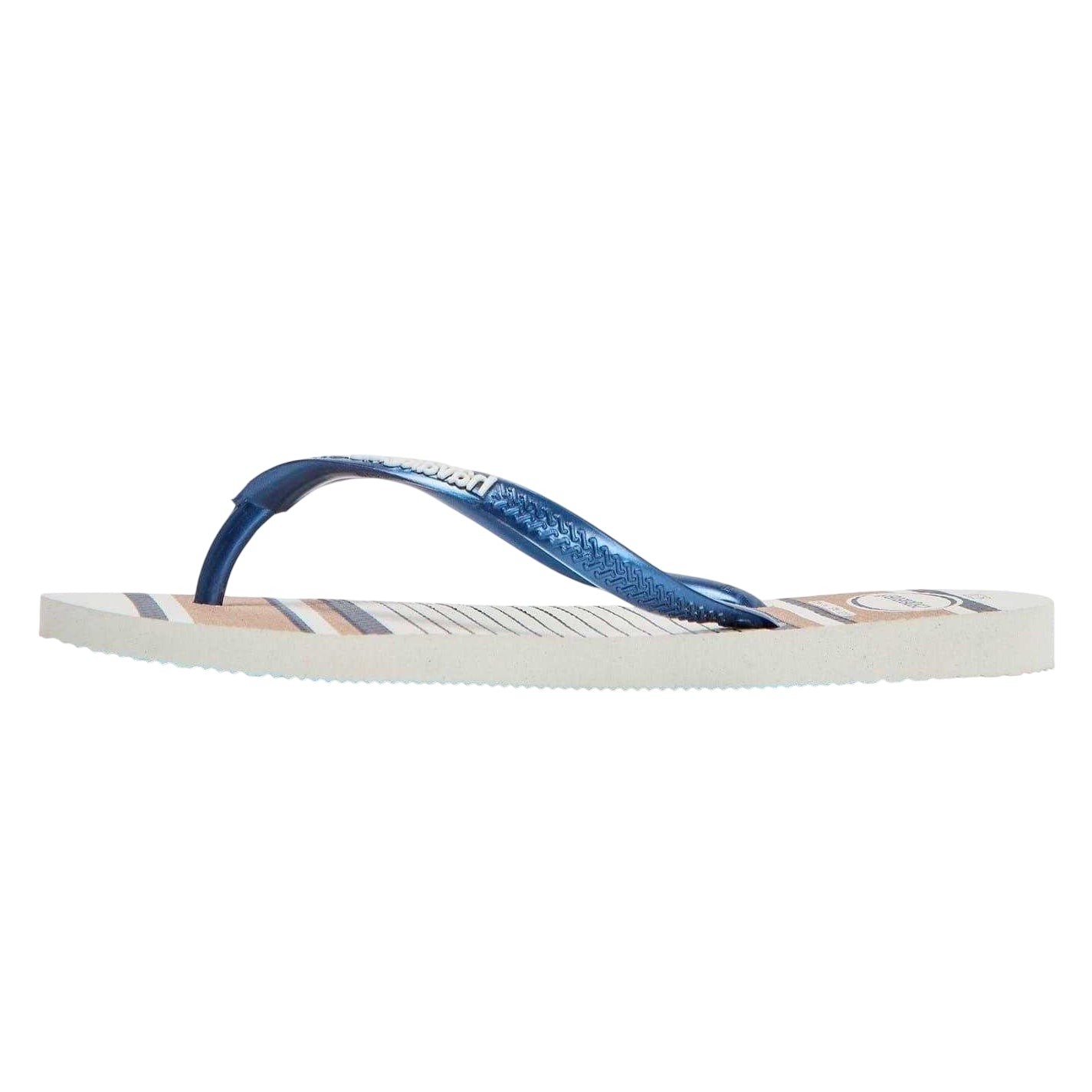 White-Blue-Beige - Back - Havaianas Womens-Ladies Striped Flip Flops
