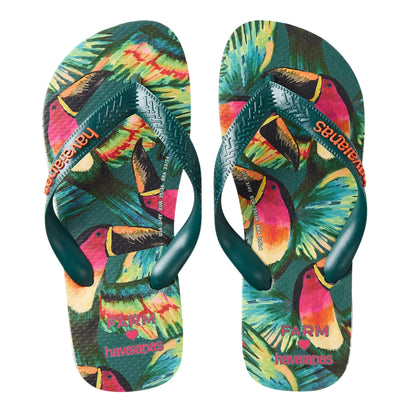 Multicoloured - Side - Havaianas Womens-Ladies Tropical Leaves Flip Flops