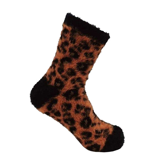 Brown-Black - Front - Miso Womens-Ladies Leopard Print Ankle Socks