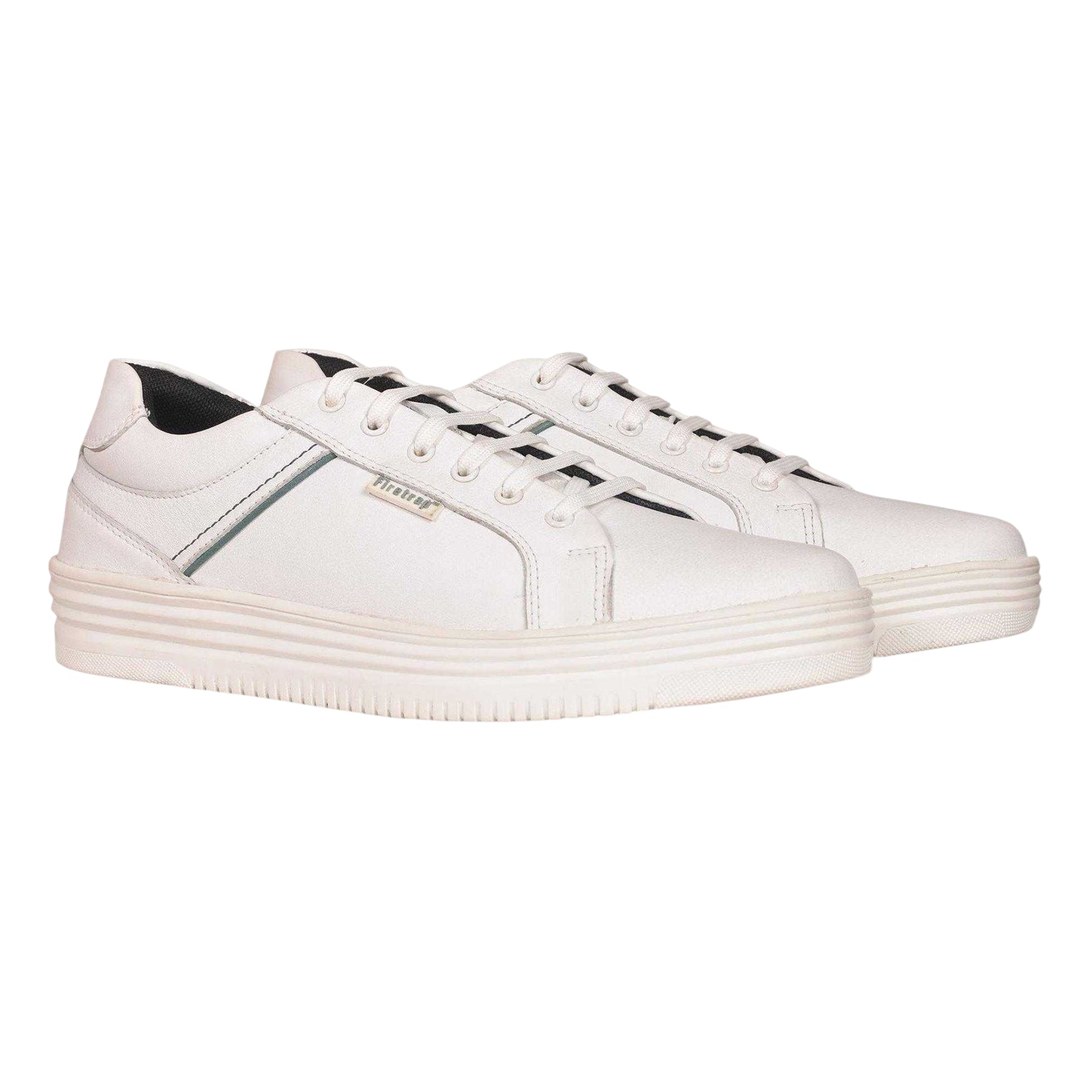 White - Front - Firetrap Mens Wolf Leather Cushioned Trainers