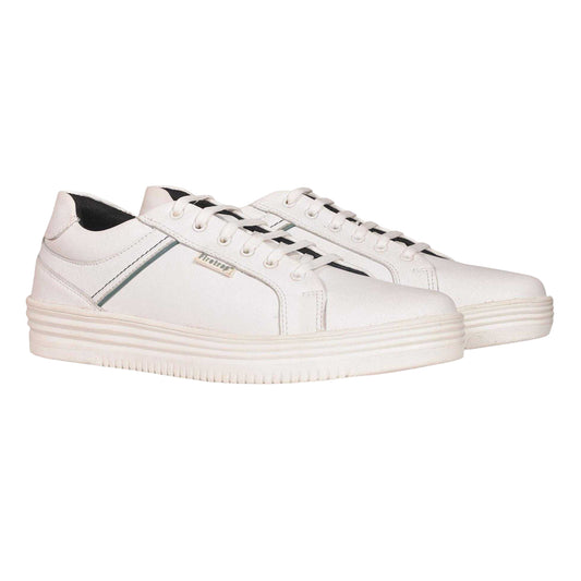 White - Front - Firetrap Mens Wolf Leather Cushioned Trainers