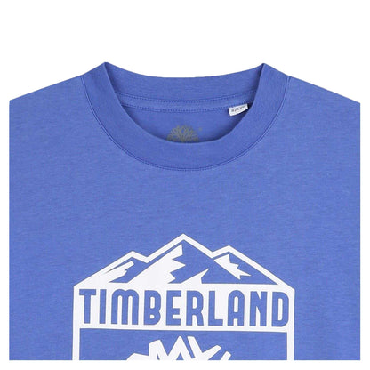 Blue - Side - Timberland Childrens-Kids Mountain Logo T-Shirt