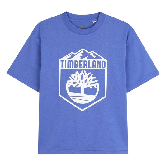 Blue - Front - Timberland Childrens-Kids Mountain Logo T-Shirt