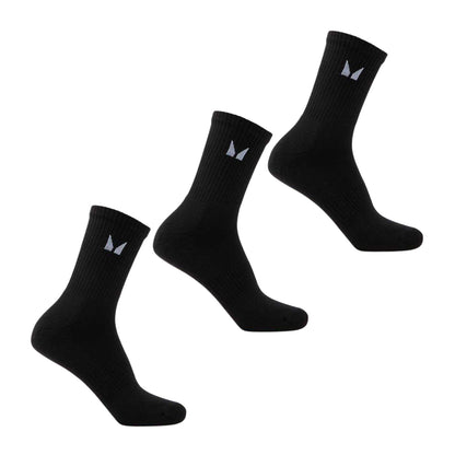 Black - Back - MyProtein Unisex Adult Logo Crew Socks (Pack of 3)