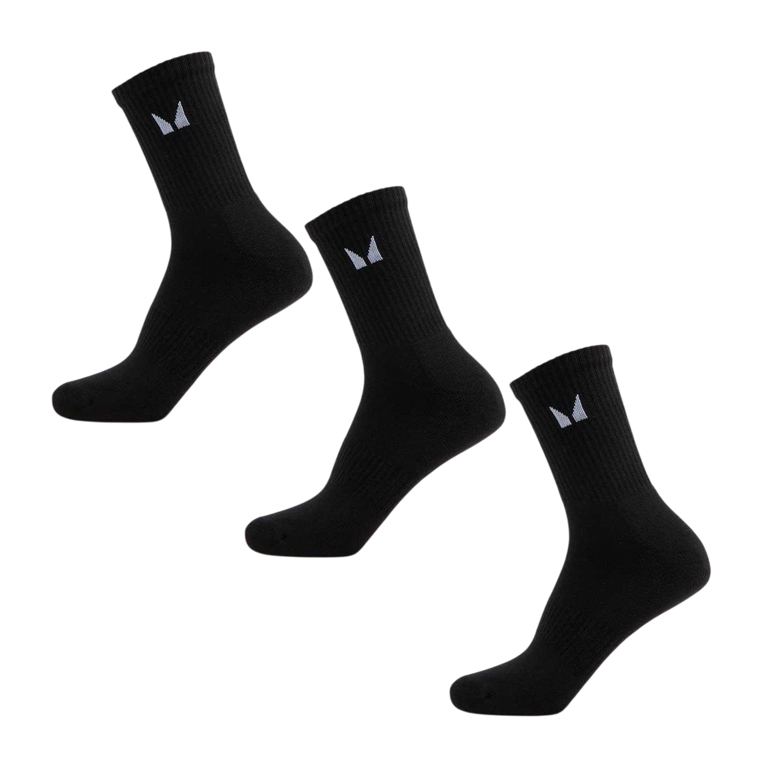 Black - Front - MyProtein Unisex Adult Logo Crew Socks (Pack of 3)