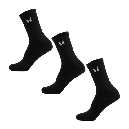 Black - Front - MyProtein Unisex Adult Logo Crew Socks (Pack of 3)