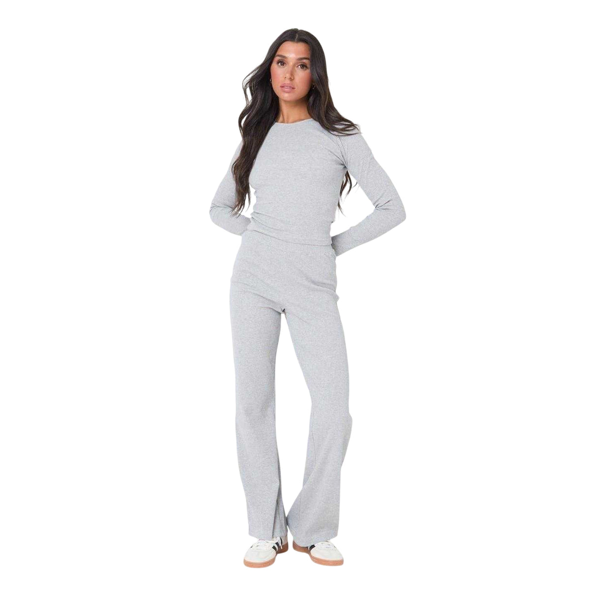 Grey Marl - Side - I Saw It First Womens-Ladies Stretch Long-Sleeved Top