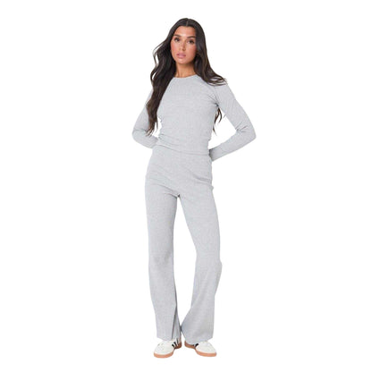 Grey Marl - Side - I Saw It First Womens-Ladies Stretch Long-Sleeved Top