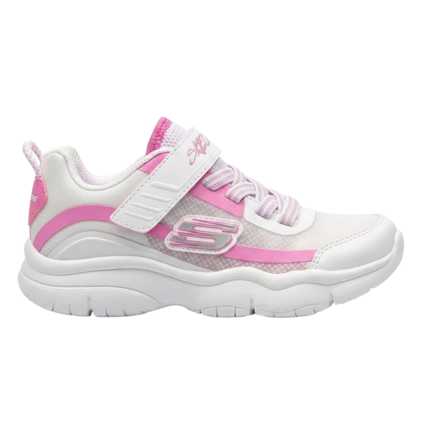 White-Pink - Back - Skechers Childrens-Kids Flexblast Trainers