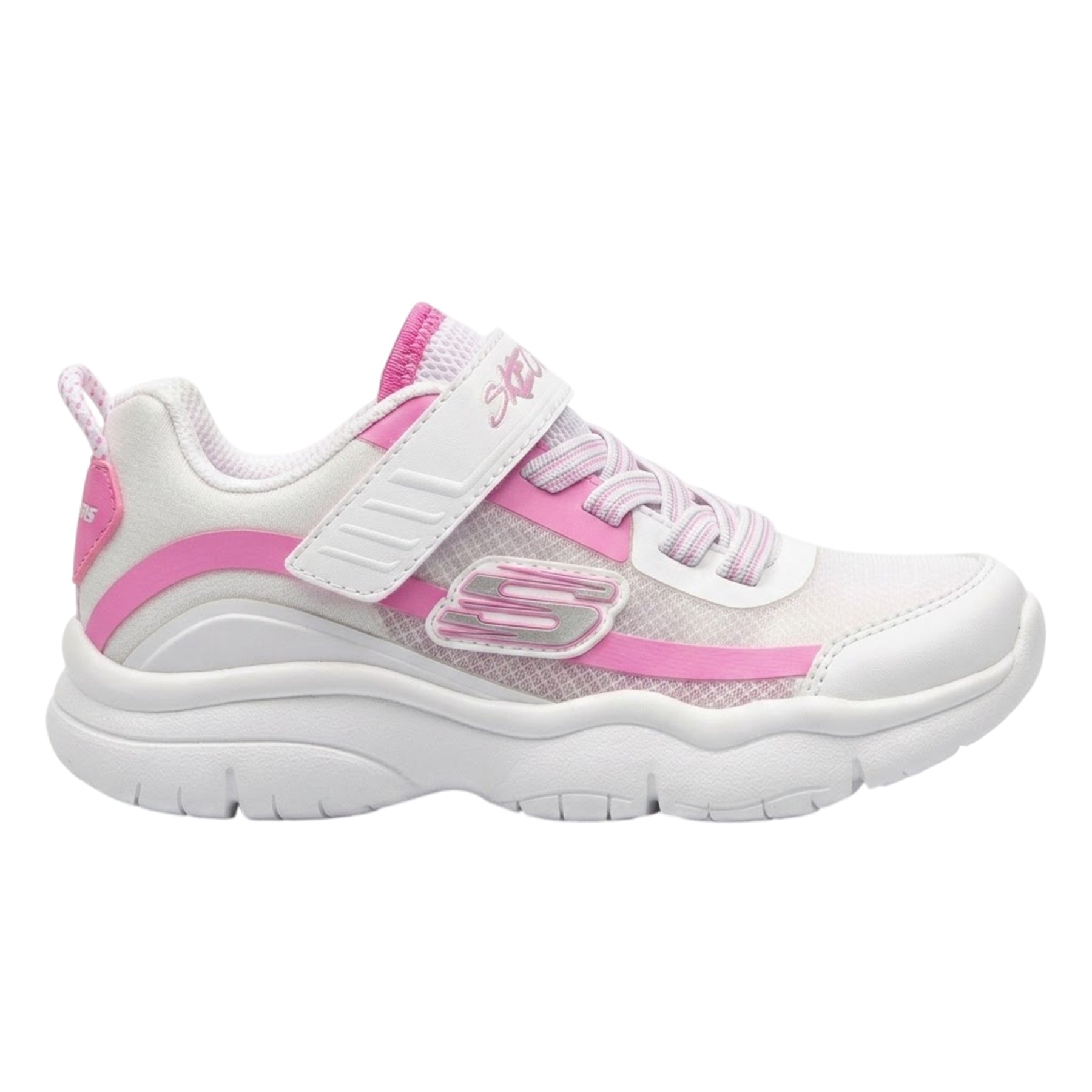White-Pink - Back - Skechers Childrens-Kids Flexblast Trainers