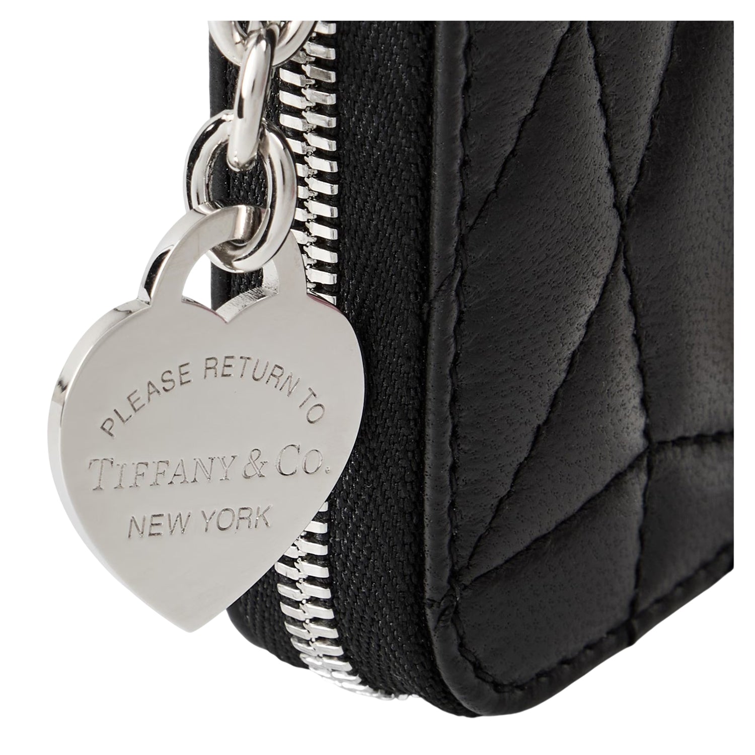 Black - Side - Tiffany & Co Womens-Ladies Keyring Leather Coin Purse
