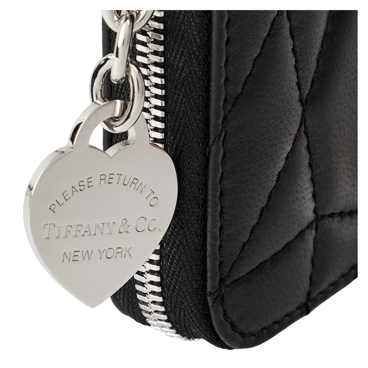 Black - Side - Tiffany & Co Womens-Ladies Keyring Leather Coin Purse