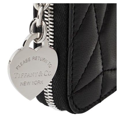 Black - Side - Tiffany & Co Womens-Ladies Keyring Leather Coin Purse