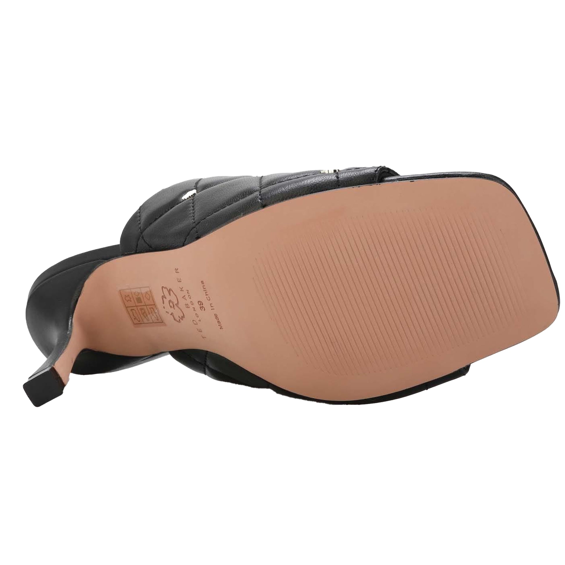 Black - Side - Ted Baker Womens-Ladies Majji Leather Heeled Mule Slippers