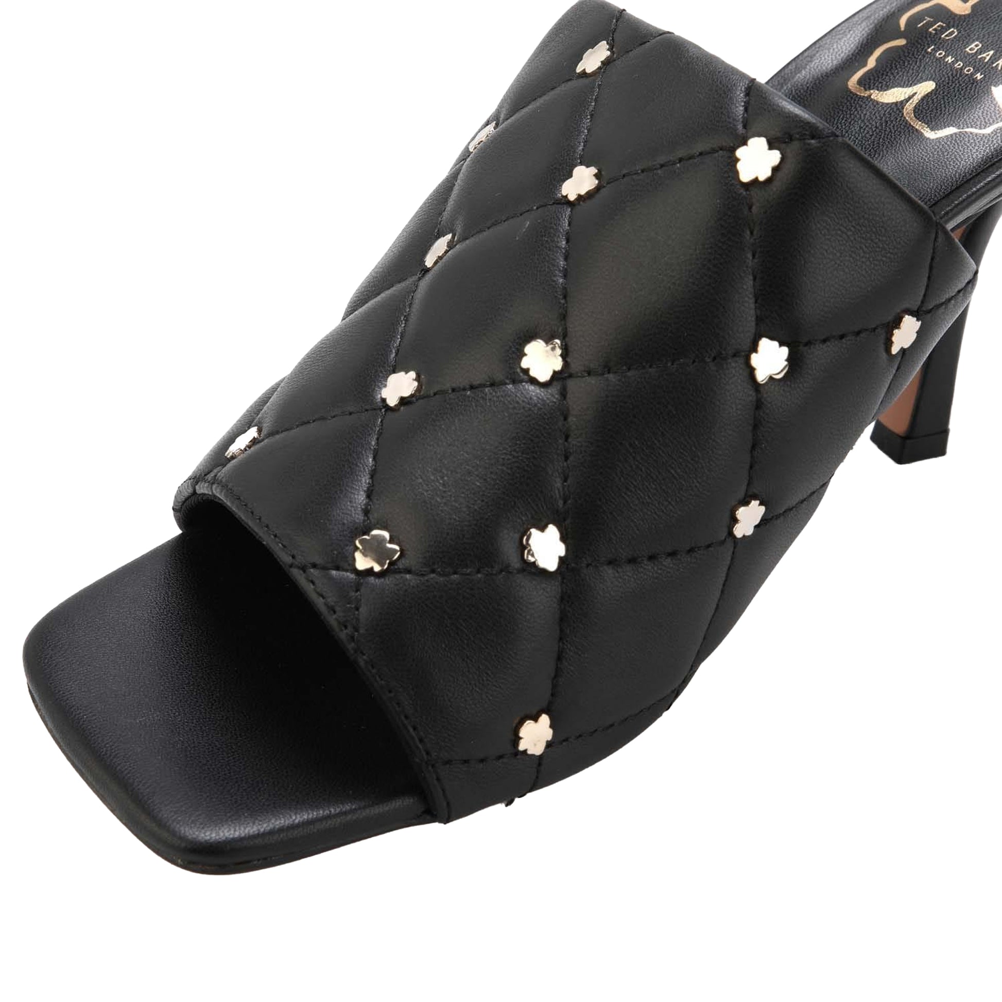 Black - Pack Shot - Ted Baker Womens-Ladies Majji Leather Heeled Mule Slippers