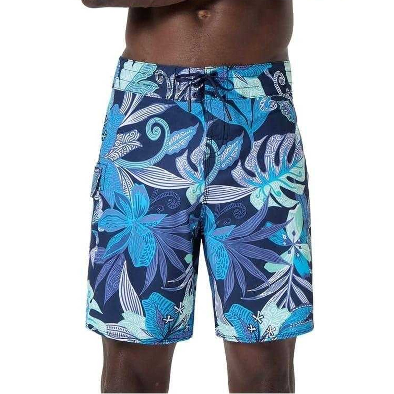 Blue - Side - Speedo Mens Floral Boardshorts