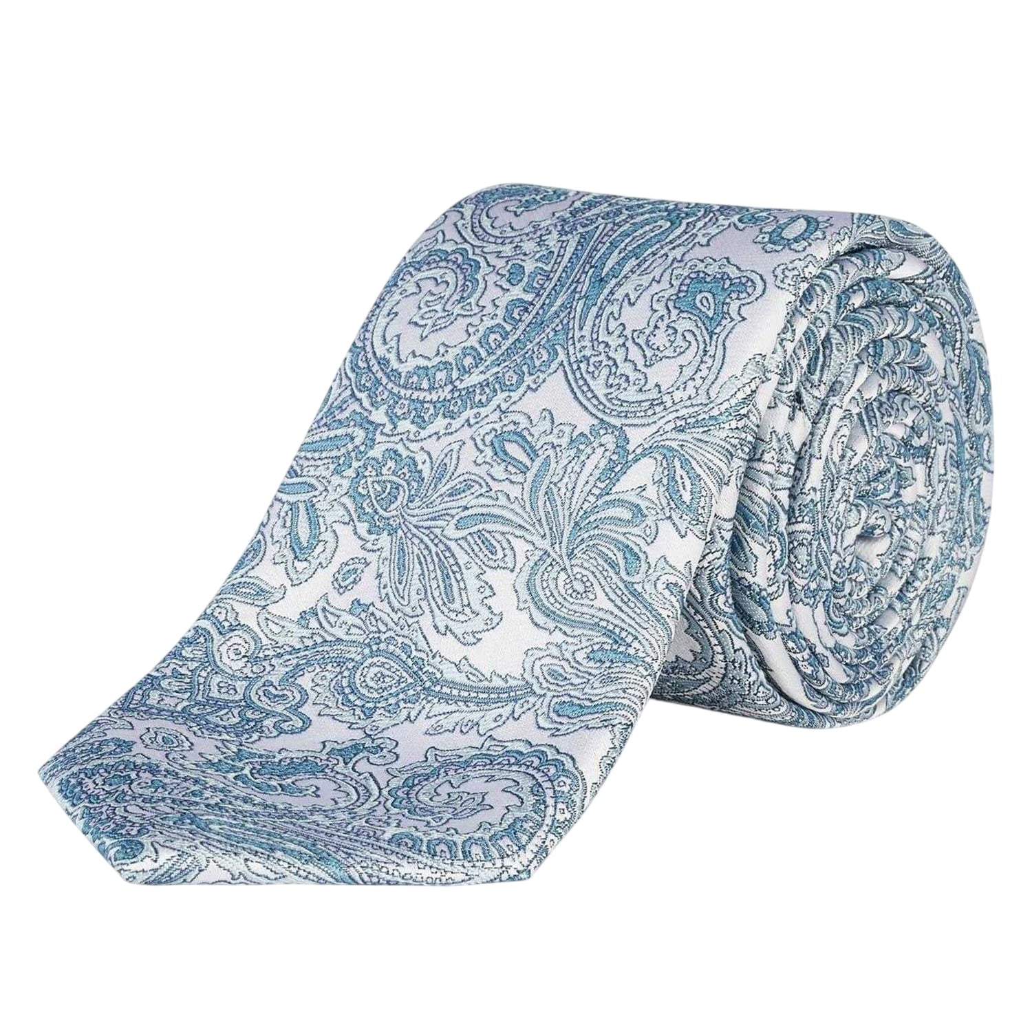 Mint - Back - Haines and Bonner Mens Paisley Silk Twill Tie