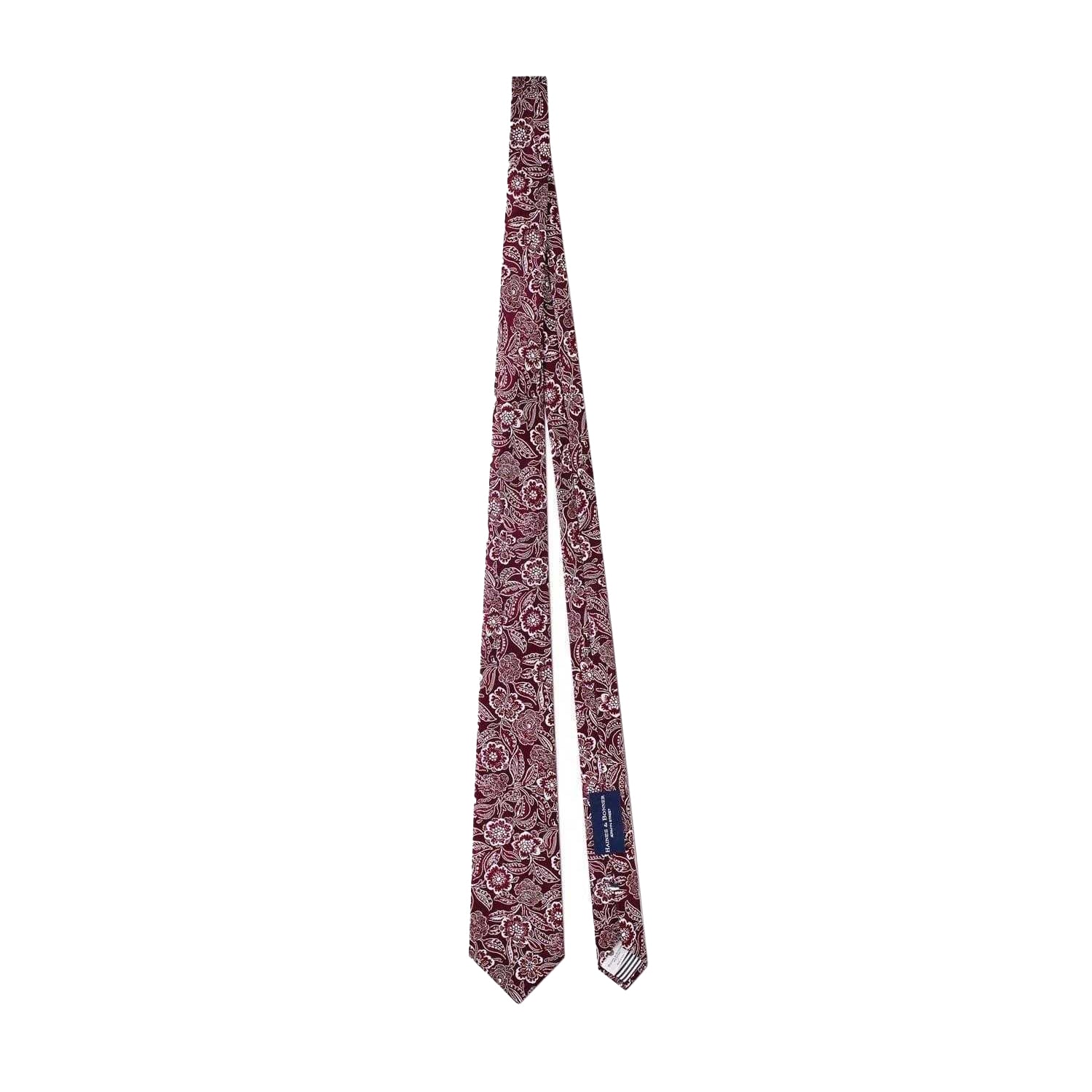 Burgundy - Front - Haines and Bonner Mens Floral Silk Twill Formal Tie