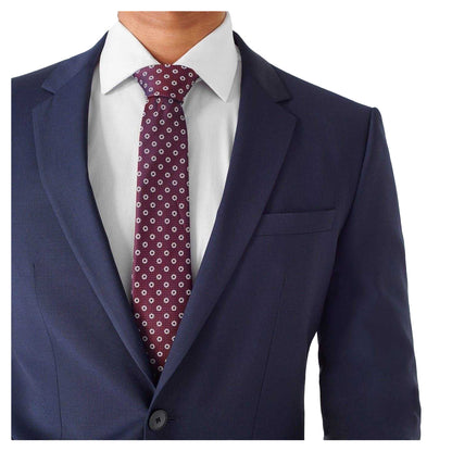 Burgundy - Side - Haines and Bonner Mens Daisy Silk Twill Tie